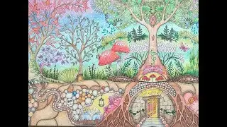 Completed Enchanted Forest colouring book - a flip through