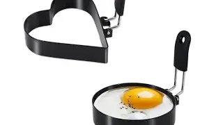 LXLOVESM Round+Heart Egg Rings Set with Silicone Handle, Stainless Steel Egg Cooking Rings