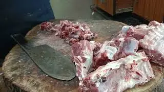 Mutton Cutting Skills in India, Mutton Fast Cutting by Hand, Sunday Mutton Shops, #muttoncutting