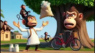 🤣 The Milkman vs Monkey Leader 🐒🥛 | Funniest Village Cartoon Story 2025 😂🔥