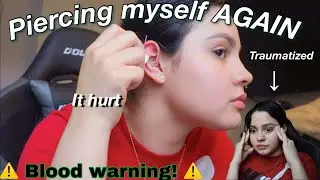 Piercing Myself At Home Using Needles | Nose + Helix