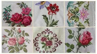 Desenhos cont&aacute;veis ​​de bordados &agrave; m&atilde;o em ponto cruz vintage