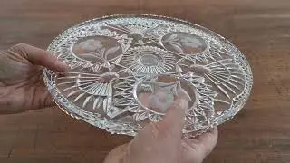 Exceptional Large Cut and Etched Lead Crystal Pedestal Cake Stand