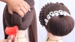 Stunning Hair Bun for Reception Look |Royal Bun Hairstyle with Accessories | Wedding Special