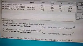 Mining Rig - Zotac 1060 6gb Samsung & MSI Armor 1070 8gb Micron
