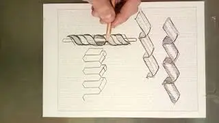 Dibujo de cintas tridimensionales con red isométrica