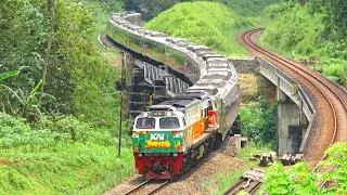 KERETA API PANJANG‼️ MENEMUKAN 21 KERETA API MELINTAS DI TIKUNGAN DAN JEMBATAN