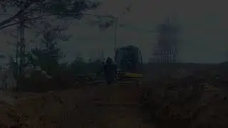 Планировка и бурение под ленту фундамента забора мини-экскаватором JCB 8020