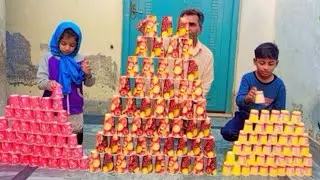 🥳 new Cup game challenge🥳 STACKING Game with Giant Cup Wall 🥳 glass game challenge