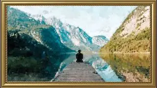 Relaxing Landscape Oil Painting: Gold Frame TV Art Screensaver for TV Wallpaper 4K