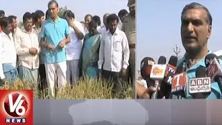Sudden Rain Hits Siddipet | Minister Harish Rao Inspects Damaged Crops In District | V6 News