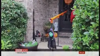 Halloween - social distance trick-or-treating in Arkansas (USA) - BBC News - 28th October 2020