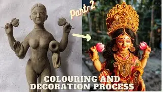 Small lakshmi idol making (part- 2)/Laxmi idol Colour and Decoration Process/Miniature Lakshmi idol