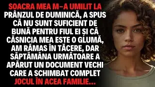 SOACRA MEA M A UMILIT LA PRÂNZUL DE DUMINICĂ, A SPUS CĂ NU SUNT SUFICIENT DE BUNĂ PENTRU FIUL EI...