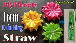 How To Make Flower From Drinking Straw#handmade #diycraft #strawflowers