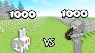 1000 Killer Bunny Vs 1000 Skeleton | Minecraft