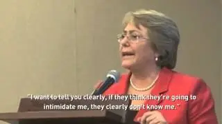 Protester spits in face of former Chilean president Michelle Bachelet