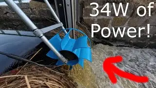 3D Printed Water Wheel Turbine Makes Power First Test!