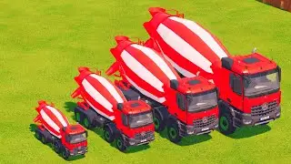 SMALL VS GIANT CEMENT MIXER TRUCK: HIGH SLIDE JUMP CHALLENGE! (FARMING SIMULATOR 22)