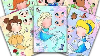 Peel & Play💞Incredibox Sprunki Sticker Book - Princess Mermaid Belle, Anna, Snow, Elsa, Cinderella