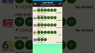 Lotto result today January 14,2025 all draw result#shortvideo #lottoresulttoday