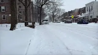 4K Walking New York City NYC Borough Boro Woodside Queens Boulevard Gardens During Snow Storm ASMR