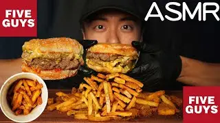 【ASMR】Ultimate Five Guys Bacon Cheeseburger & Cajun Fries Mukbang Relaxing Eating Sounds(No Talking)