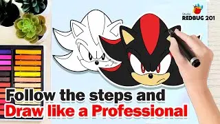 How to Draw Shadow the Hedgehog from Sonic | Step by Step Drawing Tutorial | Studio RedBug 201