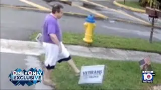 Man caught on camera kicking Trump campaign sign, leaving nasty letter behind