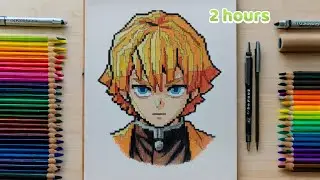 Drawing Zenitsu in Pixel Art Style🥵 | Demon Slayer Fanart #Zenitsu #PixelArt #DemonSlayer #AnimeArt