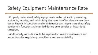 Episode 90   Safety Equipment Maintenance Rate