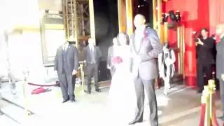 Carmelo Anthony &  lala vasquez pose for paparazzi after their   wedding in newyork