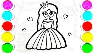How to Draw a Cute Princess with a Crown / Cute Girl in a Princess Dress |