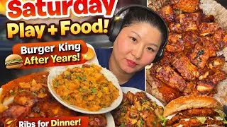  Burger King After Years + Pork Ribs mukbang + Kids Play + Big Food Day 