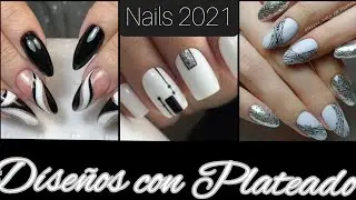 DISEÑOS DE UÑAS CON  PLATEADO 2021❤️ideas de uñas para inspiración color platateado #trendynails