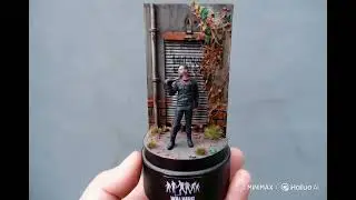 LED Lamp Glass Dome Diorama - Miniature Zombie Survival Inspired by Negan Smith | The Walking Dead