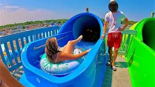 Pipeline Plunge Water Slide at Wicked Waves Cape Cod Waterpark, USA