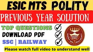 ESIC MTS General Awareness| Esic Mts Previous Year  Polity Question | Esic mts Previous year GA