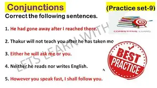 Conjunctions In English Grammar | Practice set-9 | Conjunction exercise | Grammar Exercises |