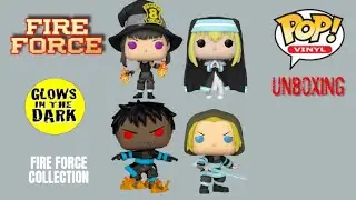 Arthur With Sword, Iris, Maki, Shinra Glow In The Dark Funko Pop! Vinyl Fire Force The Brigade