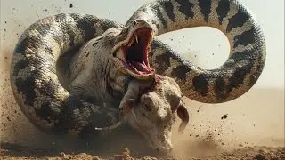 Heroic Rescue Team Saves Helpless White Bull From Massive Python Attack in Peaceful Green Meadow