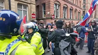 Masked Antifa thugs attacked Manchester's Remigration Protest. Ft Young Bob 