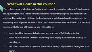 Pathfinder Basic Staff Training - Day 1