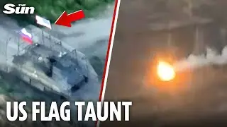Ukraine BLASTS Russian Vehicle flying US FLAG in Zaporizhzhia