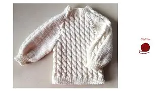 Babypullover mit Zöpfen stricken, Schritt für Schritt, andere Größen siehe Infobox