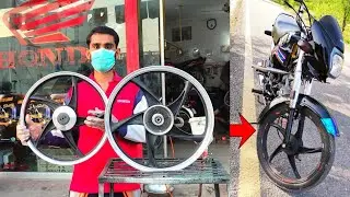 How to install alloy rims on 70 cc bike || Alloy Rim Purchase and Expense Details
