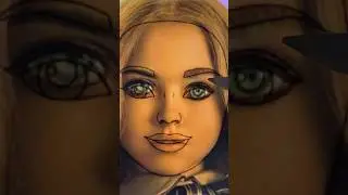 I drawing the 💕BARBIE FACE💕 on M3gan 😱😍 #shorts #m3gan #megan