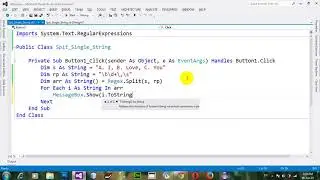 How to split single string into array of the strings through Regular expression in VB NET 2012