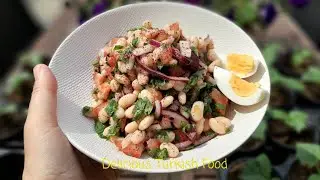 Piyaz Recipe | Turkish Bean Salad | Healty & easy Salad with beans and fresh herbs