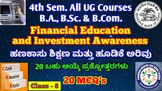MCQs on Financial Education and Investment Awareness for 4th Sem in Kannada & English | Class 8